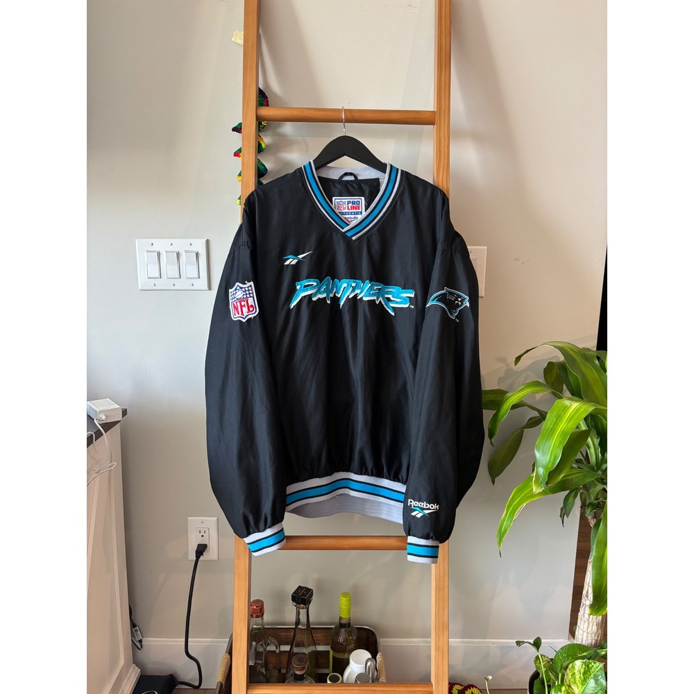 Vintage Reebok NFL Pro Line Carolina Panthers Pullover Windbreaker Jacket XL